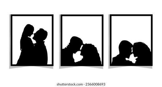 happy couple vector silhouette set isolate in white background.