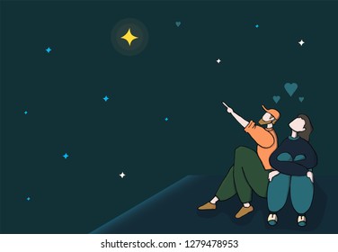 Happy Couple Watching Stars