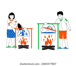 happy couple weekend fun activity vector illustration