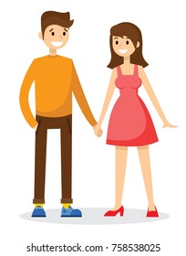 Happy couple - young family. Vector illustration of a flat design.