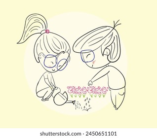 Happy couples dancing on bright days, Hand drawn Illustration in sketch doodle style