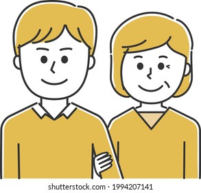 Happy Couples With A Large Age Gap. Vector Illustration Isolated On White Background.