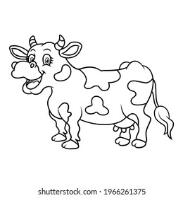 Happy Cow Cartoon Drawing Illustration Coloring Stock Vector (Royalty ...