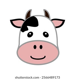 Happy Cow Cartoon Face Vector Art