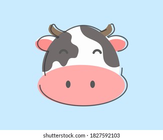 Happy cow face. Cartoon vector icon style for your design