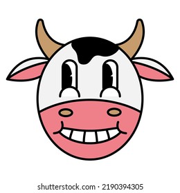 happy cow head cartoon. vintage cartoon