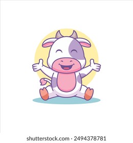Happy Cow Illustration using modern style vector view