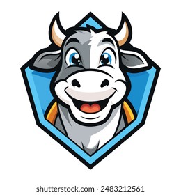 La insignia del logotipo de la vaca feliz