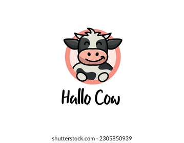 Happy cow logo vector illustration.