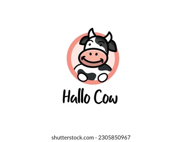 Happy cow logo vector illustration.