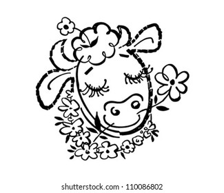 Happy Cow - Retro Clipart Illustration