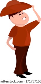 Happy cowboy, illustration, vector on white background