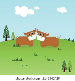 Vacas felices en las grandes llanuras