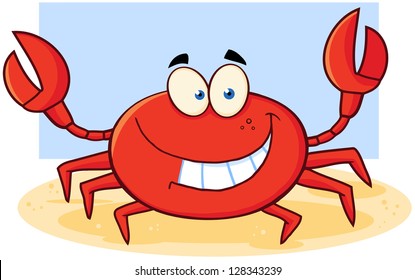 Happy Crab Cartoon Mascot Character