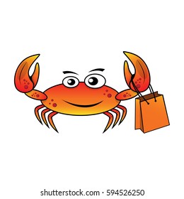 Happy Crab Character Shopping