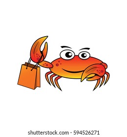 Happy Crab Character Shopping