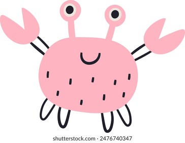 Happy Crab Mollusk Vector Illustration