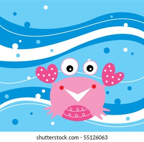 happy crab in ocean