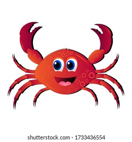 Happy crab on a white background