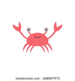 Happy crab is smiling. Vector illustration.