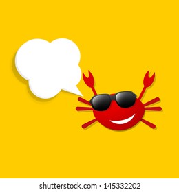 happy crab with speech bubble