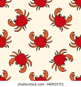 Happy crabs, Seamless nautical pattern with cute  and light background