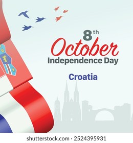 Feliz Dia Nacional da Croácia vetor de celebração Design de mídia social post 