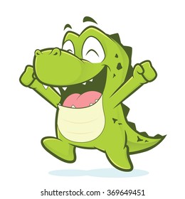 Happy crocodile or alligator jumping