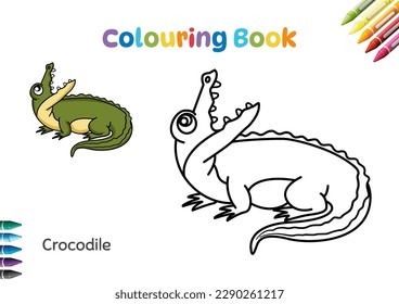 Happy crocodile. Colouring Book. Vector cartoon illustration.