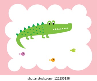 happy crocodile and fish
