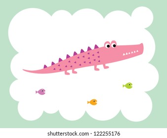 happy crocodile and fish