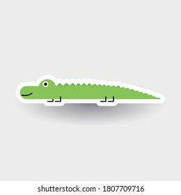 Happy Crocodile - lustiges Cartoon Tier. Kinderfigur. Einfache Vektorgrafik mit heruntergefallenem Schatten.