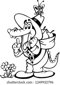 Happy crocodile in hat