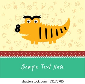 happy crocodile monster greeting card