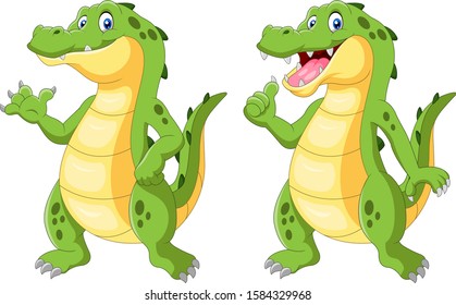 Happy crocodile standing and waving hand