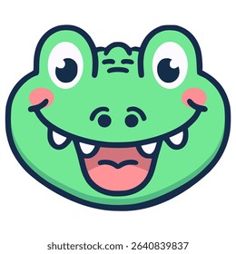 happy crocodile wild animal cartoon character flat color vector illustration template design