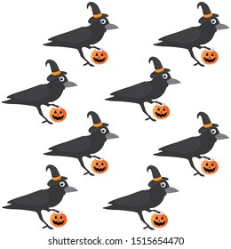 Happy, crow, bird, vector illustration