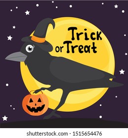 Happy, crow, bird, vector illustration