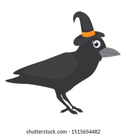 Happy, crow, bird, vector illustration