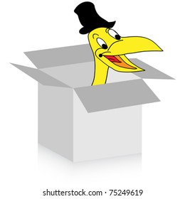 happy crow in box