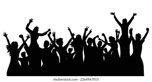 happy crowd people silhouette design. fun music party background.