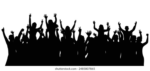 happy crowd people silhouette design illustration. crowd in concert.