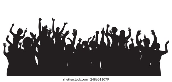 happy crowd people silhouette design illustration. crowd in concert.