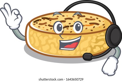 Happy crumpets mascot design style wearing headphone