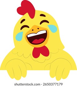 Happy Crying Cartoon Chicken hand drawn