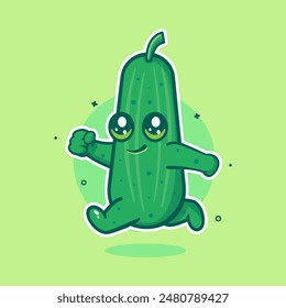 happy cucumber character mascot running isolated cartoon