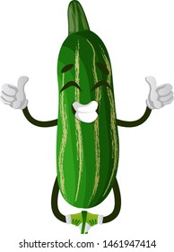 Happy cucumber, illustration, vector on white background.