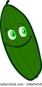 Happy cucumber, illustration, vector on white background.