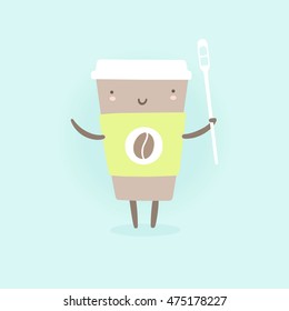 Happy cup to go. Vector hand drawn illustration