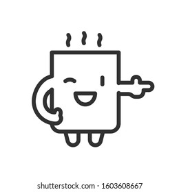happy cup, mug, linear icon. Editable stroke